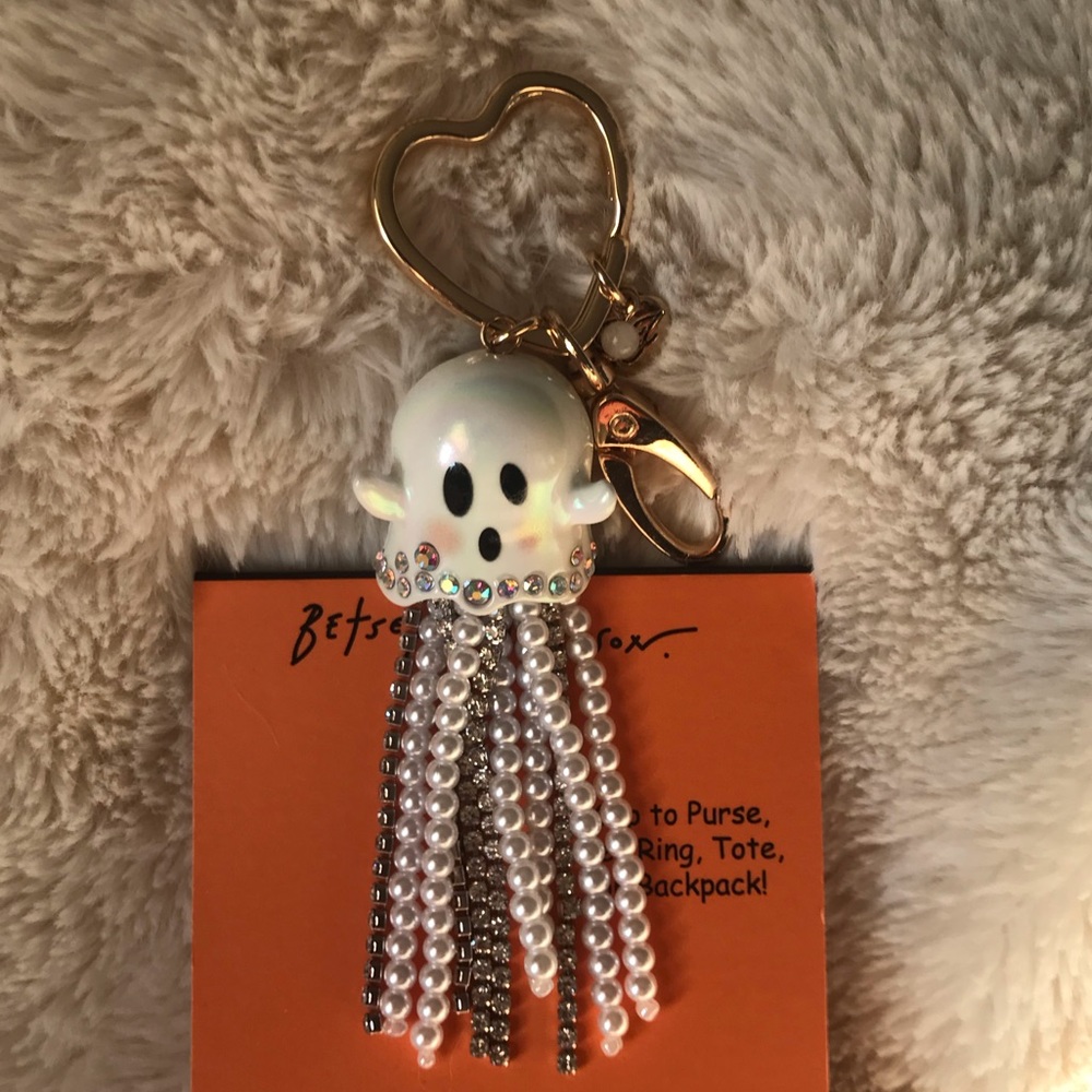 Betsey Johnson Glow in the Dark Ghost Backpack Charm Keychain